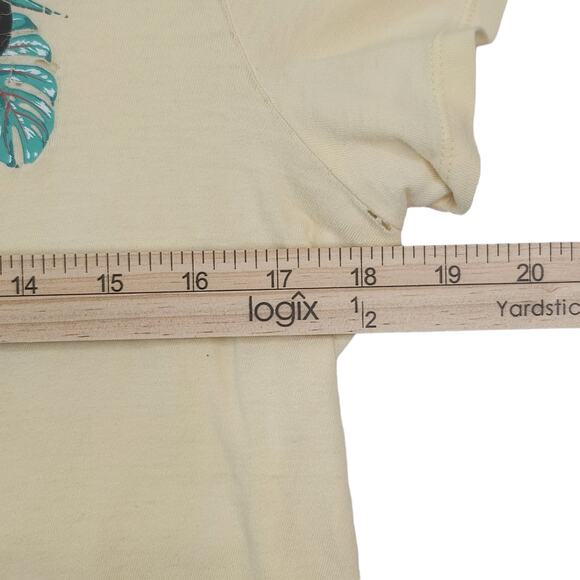 Old Navy Shirt Womens Medium Baby Yellow Toucan Palm Leaf Sheer 100% Cotton - Picture 10 of 11